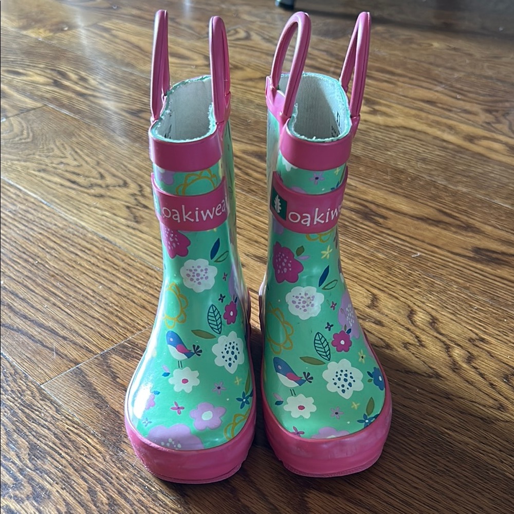 Green and Pink Bunny Rain Boots for Rainy Days